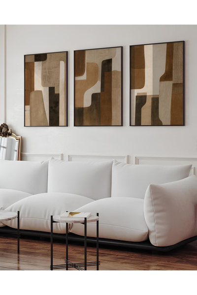 woodsia Set de pictură din lemn MDF cu aspect cadru 3 piese UCMD SET1148