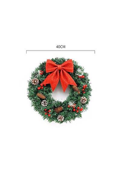 mutlu adım 1 брой 40 см коледна украса за врата с борови шишарки и панделка