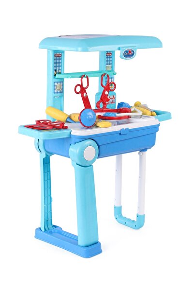 Fab N Funky 2-in-1 Doctor Play Set Trolley with Medical Tools, Pretend Play, Blue - 20 Pieces