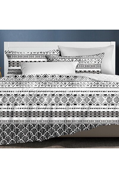 Favourite Vivert White Multicolor Print Duvet Set King, Double 6 Piece Set