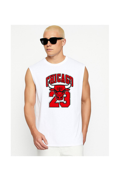 lewibafashion NBA CHİCAGO BULLS TASARIMLI BASKILI BEYAZ BASKETBOL KONSEPT KOL...