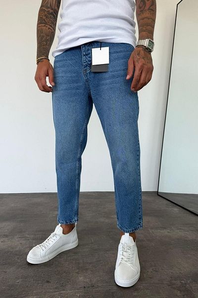 MADZEYMODA Denim Fabric Blue Boyfriend Fit Men's Jean Jeans Trousers Ke-202