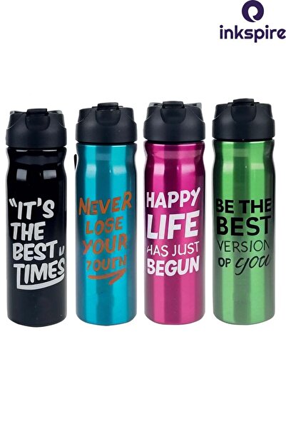 inkspire Motivational Written Steel Flask 500 ml Water Leak Proof Steel Water Bottle with Straw Does Not Smell Student Water Bottle