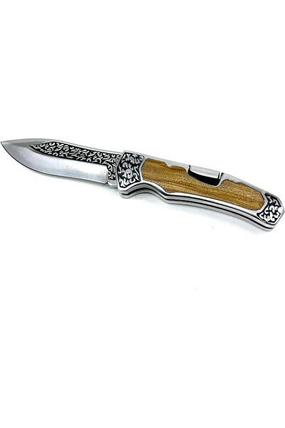 Genel Markalar Gravür İşlemeli Katlanır Çakı Zeytin Ağacı Sap
