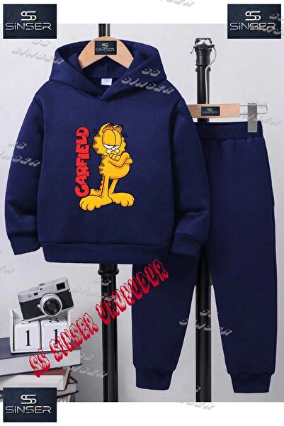 SS SİNSER Children's Unisex "Garfielt Sleeves Tied" Custom Printed Hooded Tra...