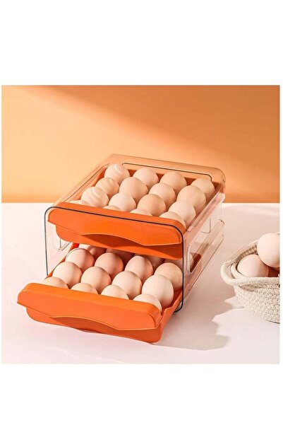 COOYA Refrigerator Egg Storage Box Drawer type Egg Storage Box Household Double-layer Tray With Lid