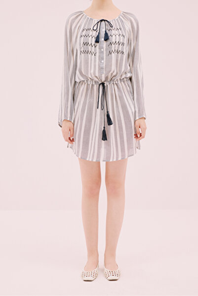 Roman Beli Büzgülü Mini Elbise Standart Renk Y1811243_089