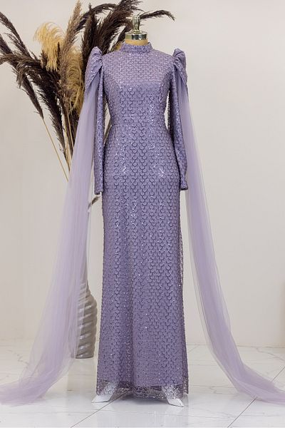 Surikka Noble Hijab Evening Dress with Sleeves Cape