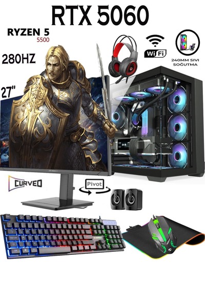 Apphirex REBİRTH X56 Ryzen 5 5500 32GB 1TB M.2 SSD RTX5060 GDDR7 27'' 280HZ C...