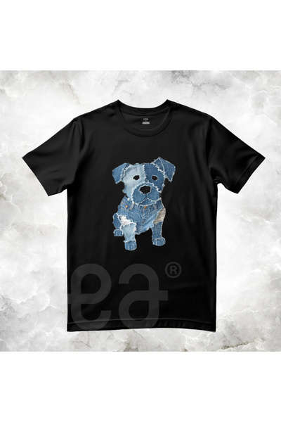 Crea Eymer Wear Μπλουζάκι με σχέδιο τζιν με εμπριμέ βαμβακερό λαιμόκοψη μαύρο...