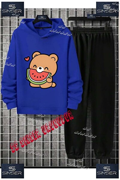 SS SİNSER Παιδικό Unisex Σετ Φόρμας με Κουκούλα και Ειδική Στάμπα "BEARISH BR...