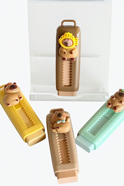 nukoo Sevimli Hayvan Figürlü Capybara İtmeli Çekmeli Silgi 4 renk- Kawaii ve Eğlenceli Kırtasiye - Yeşil