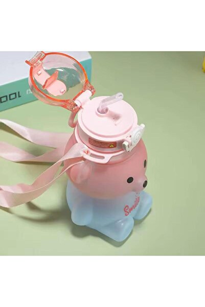 XTRIKE ME Drinking Bottle with Teddy Bear and Straw for School Children Bpa Free Water Bottle 18*11 cm