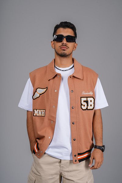 Butik Embroidered Snap Closure Ribbed Unisex Vest
