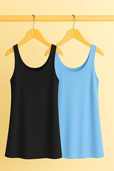 COTENCONCEPT 2 bucăți tricou de bază cu bretele groase, cu croiala confortabilă