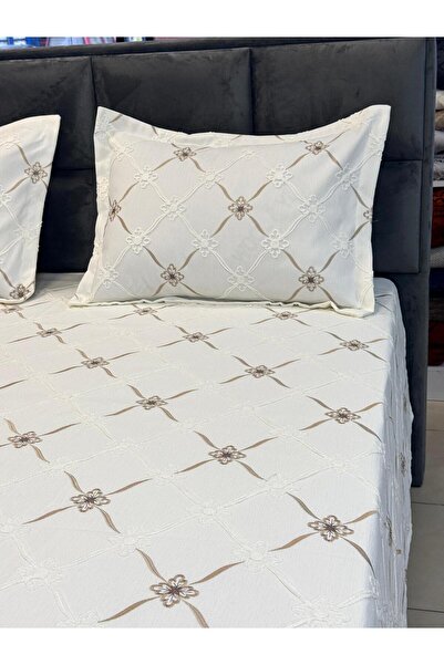 BERRY Karaca Velora Embroidered Pique Set 260/260 cm Coffee Flower