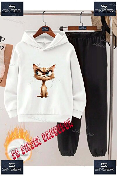SS SİNSER Παιδικό Unisex Σετ Φόρμας με Κουκούλα και Ειδική Στάμπα "KIZGIN KEDI"
