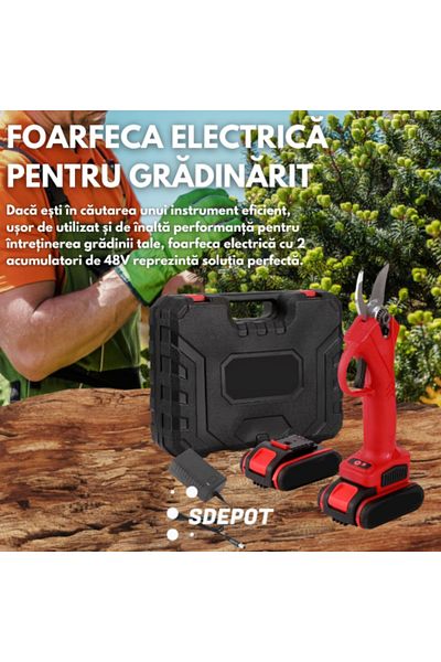 SDEPOT SDEPOT electric pruning shears, gardening with 2 24V batteries, carbon steel blade, 5000mAh battery
