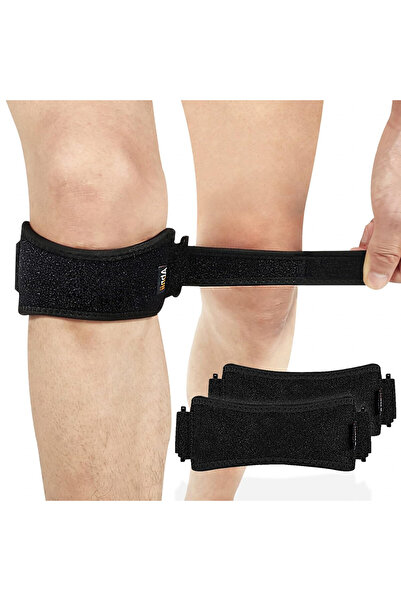 Abnii Set de 2 suporturi pentru tendonul rotulian, textile, negre, 22-44 cm