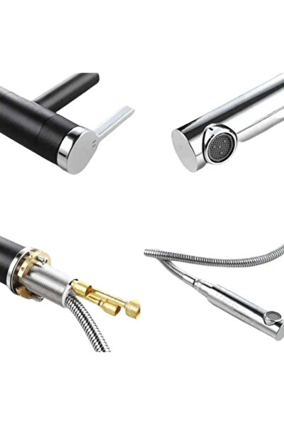 Alista Home Baterie Lavoar cu Dus Extractibil, Alama Sanitara, Negru