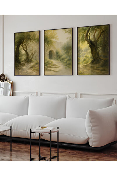 woodsia Set de pictură din lemn MDF cu aspect cadru 3 piese UCMD SET1144