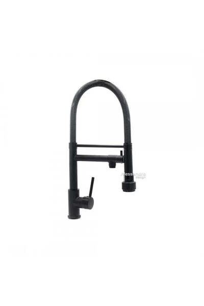 KORMAN TECHNIK Kitchen Faucet, Stainless Steel and Black Brass, YD/302