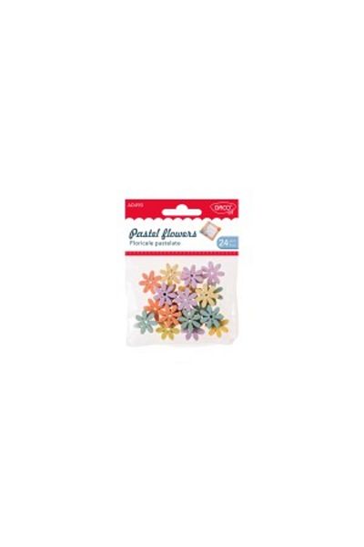 daço Craft Accessory Pastel Flowers, Color Pastel Multicolor, Material Wood, 24 pcs/Set, Dimension 2cm