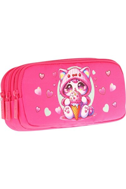 KAUKKO Τσάντα μολυβιών για παιδιά με 3 θήκες (layer Cat)krn-L8250