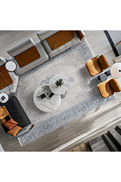 halinet Modern Desenli Makinede Yıkanabilir Hav Toz Vermez Kaymaz Taban Dijital Baskı Halı H09706A