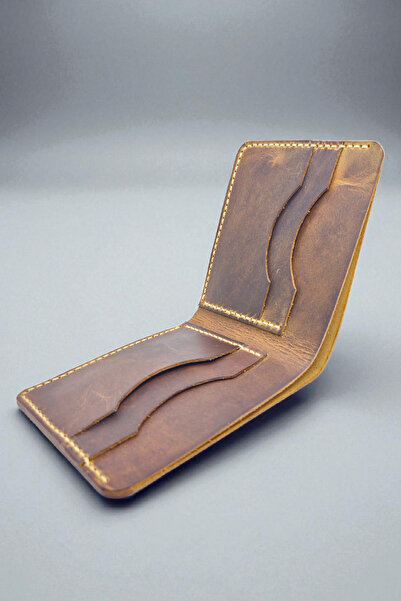 Leather CY Eternal Antik Camel Hakiki Deri Erkek Cüzdan Isim Yazma Dahil Gerçek Deri El Yapımı Cüzdan