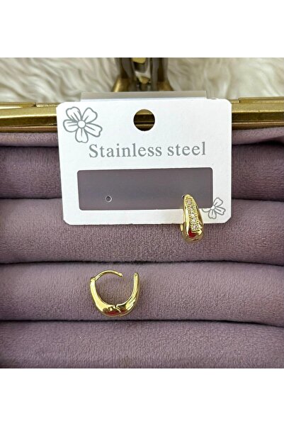 BY YASİN TOPÇU Çelik İnce Taş Sıralı Küpe