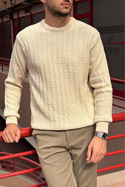 inpool Men'S, Old Money Culture, Hair Braid, Wool Blend, Crew Neck Sweater Pltk10