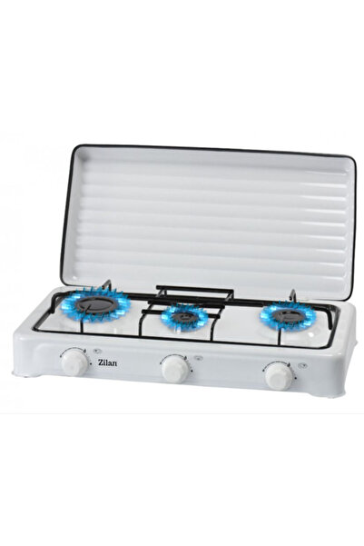 Zilan 3-burner gas stove ZLN-0032, white color, use only LPG cylinder,