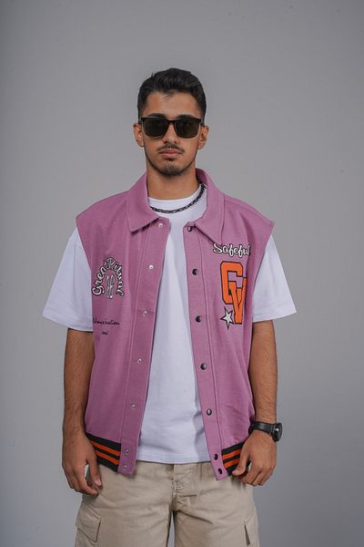 Butik Shirt Collar Snap Closure Oversize Vest