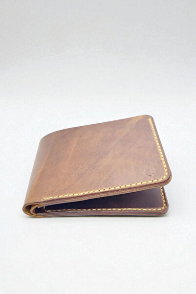 Leather CY Eternal Antik Camel Hakiki Deri Erkek Cüzdan Isim Yazma Dahil Gerçek Deri El Yapımı Cüzdan