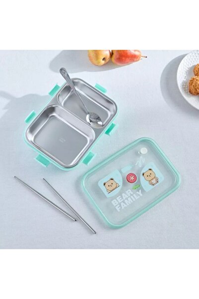 Home Box Neo Bear Family 2-Grid Stainless Steel Lunch Box - 800 ml