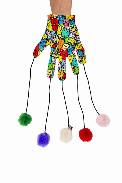 Miyav Magic Glove Pompom Cat Fishing Rod – Cat Patterned Sound Cat Toy