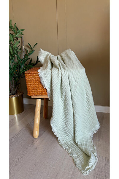 4 katlı organik müslin bebek battaniyesi mint 110x110