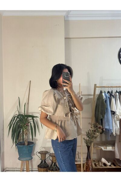 NATİVUSBUTİK Quzu Fiyonk Detaylı Bluz