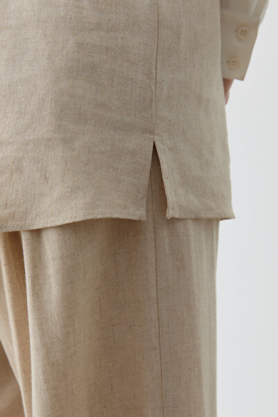 Tuğba Sıfır Kol Keten Bluz - Bej
