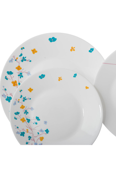 ALSAIF 76-piece Arcopal dining set for 12 people with beautiful, vibrant floral patterns