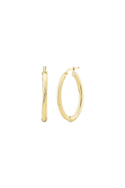 Koçak 14 Ayar Taşsız Detaylı Tasarım Halka Altın Küpe