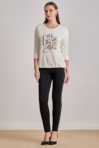 Guitar Düşük Kol Ekru Viskon Bluz