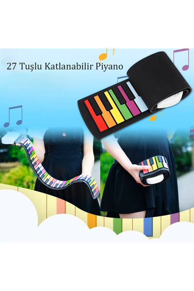 Tıfıl Toys Kayıt Yapabilen 27 Tuşlu Katlanabilir Renkli Oyuncak Org Piyano - ...