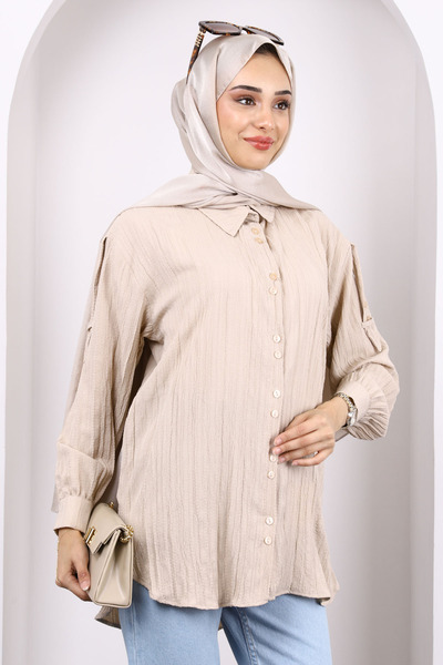 İmajButik Πουκάμισο με λεπτομέρεια με μανίκια βιζόν