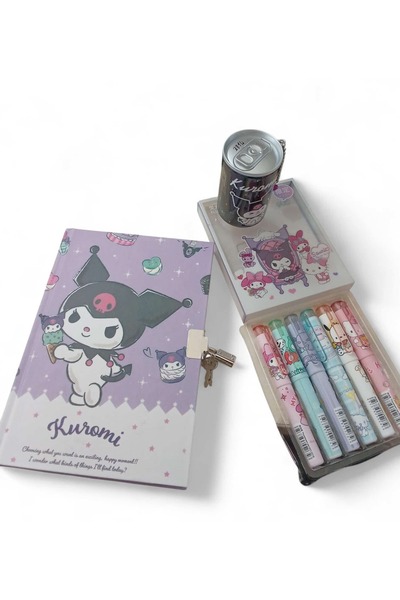 ÇEÇEN HOME Kuromi Figured Daily-Memory-Memorial Notebook (Kuromili Wet Wipes + Kuromili Marker Pen with Gift)