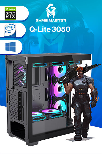 GM Game Master QLite 3050 İntel i3-12100F CPU 16GB DDR4 RAM 512GB M.2 SSD RTX3050 7X ARGB Fan Gaming Pc