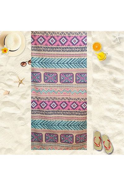 Generic Microfiber beach towel (fells), quick drying, bohemian design, non-removable and color-changing print