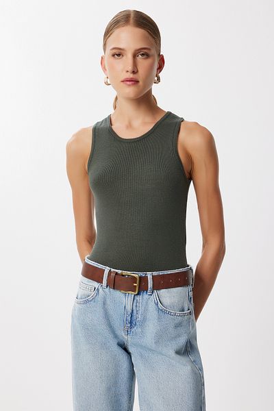 Lovelyİstanbul Pack of 2 Basic Knitwear Blouse Lub0220 Khaki Anthracite
