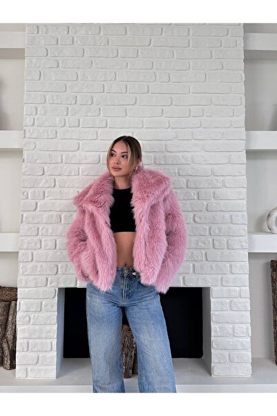 ZF BUTİK Women's Premium Collared Imported Faux Fur